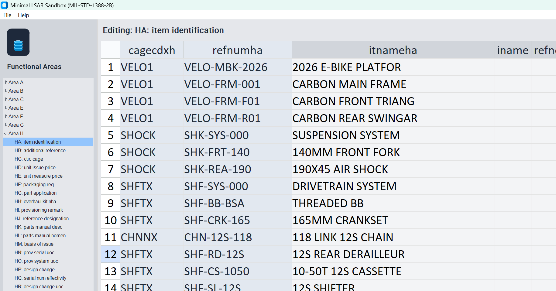 Hardware Items Table HA View